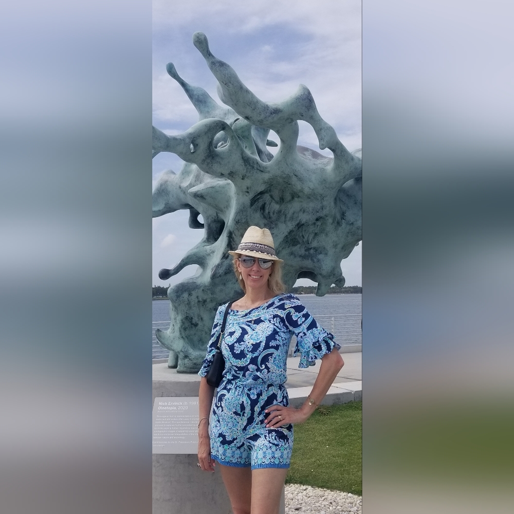 Lily Pulitzer blue and turquoise romper, size small